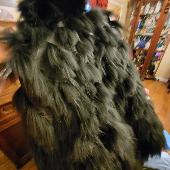 NWOT Sherry Cassin Women's REVERSIBLE Black Raccoon Fur Coat Black Fox - Picture 12 of 14